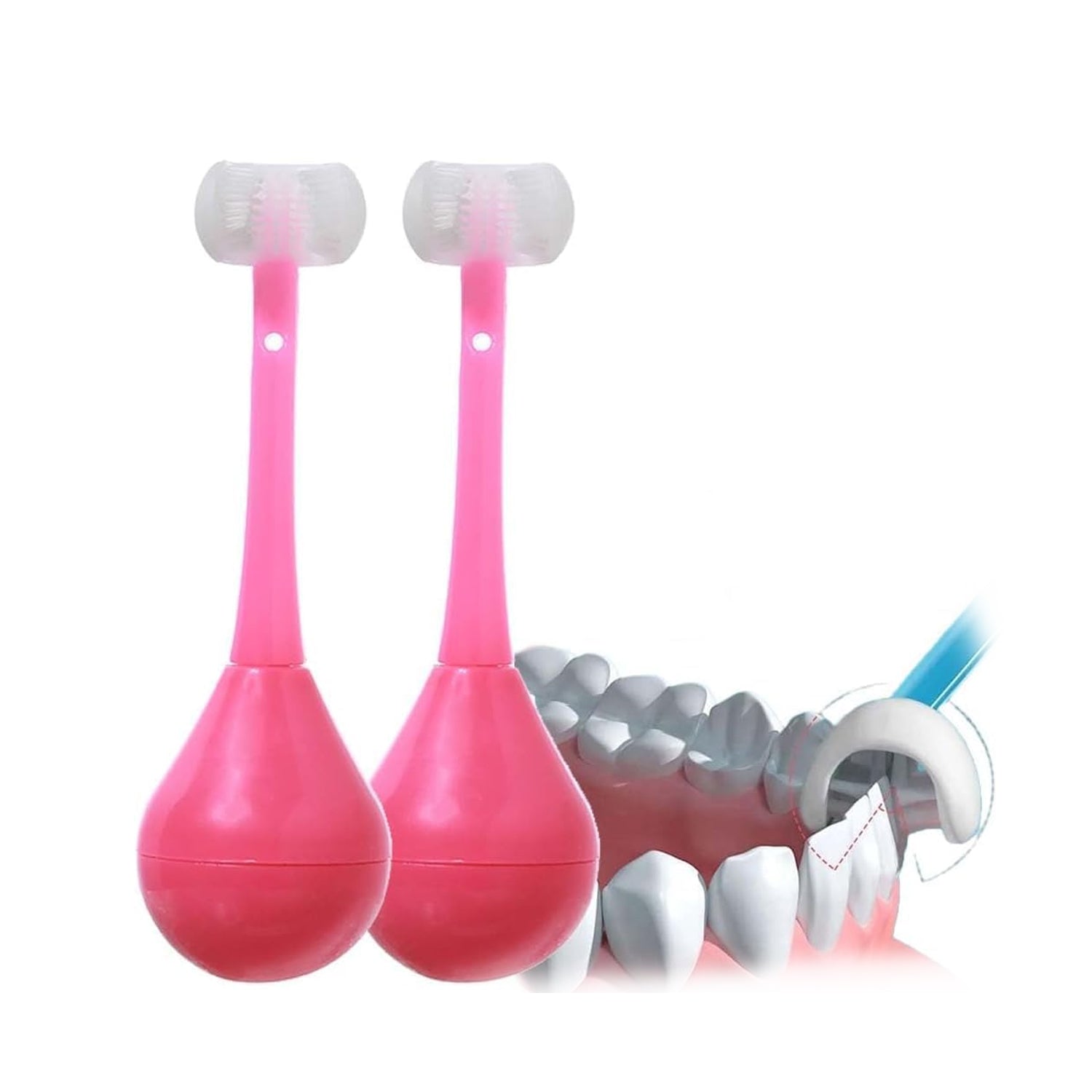 Children's 3-sided toothbrush, soft bristles and silicone head, ideal for ages 2-12. Children's 3-sided toothbrush, soft bristles and silicone head, ideal for ages 2-12.